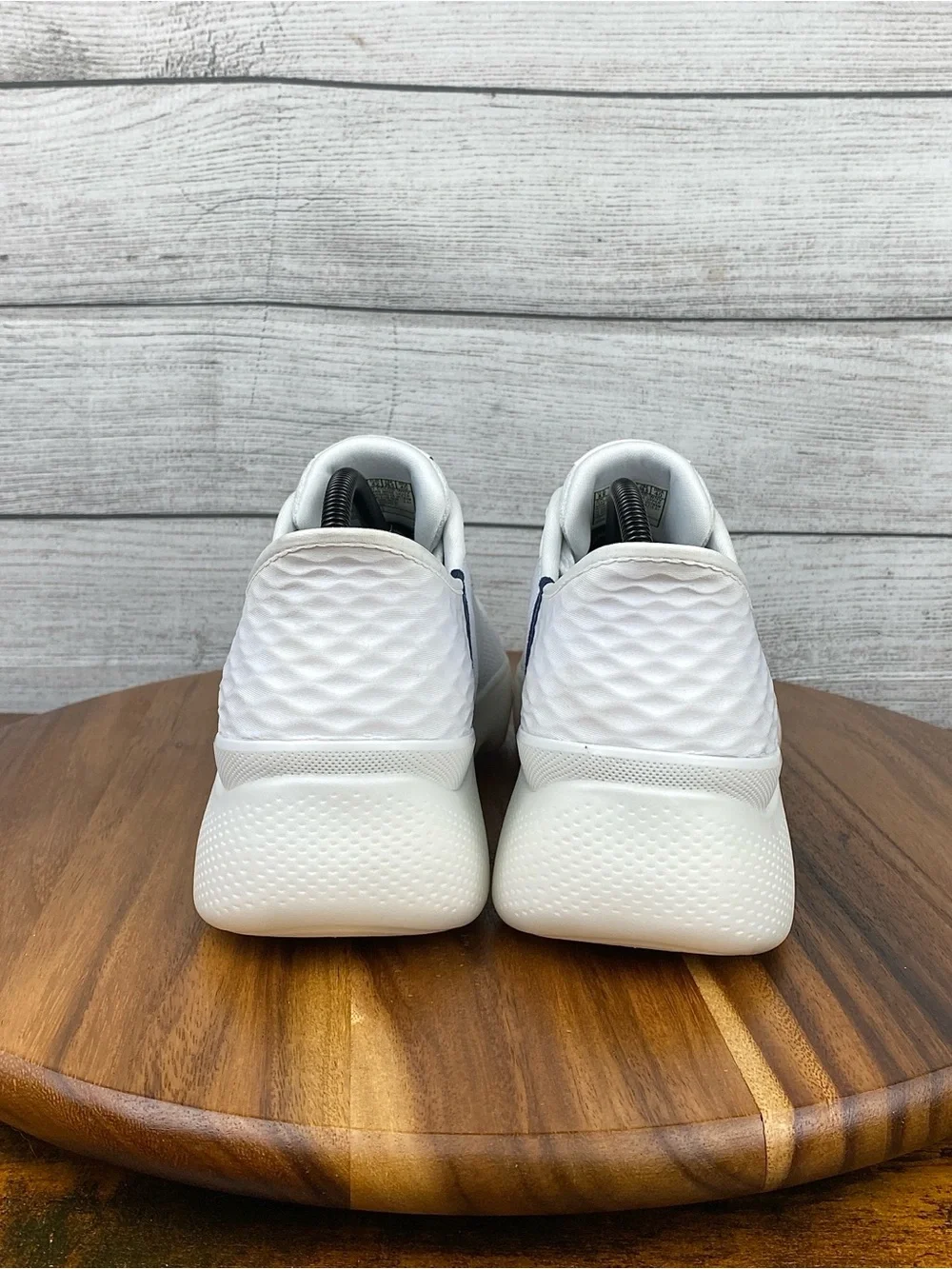 Skechers Slip Ins Go Walk Massage Fit White Navy Comfort Shoes Men’s Size 8.5
